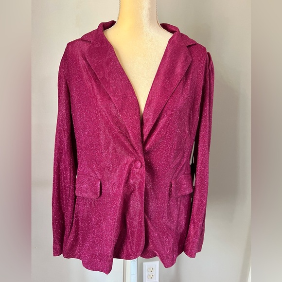 Rock & Roll Denim Jackets & Blazers - NWT Rock & Roll Denim Woman’s Lightweight Hot Pink Glitter Blazer Size XL